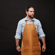 Neckband Apron No. 91 In Amber, Premium Leather
