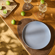 4x triangular placemats made of leather, two-tone in dark brown and light brown