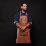 Cooking Apron No. 67 In Crazy Walnut, Quality Leather