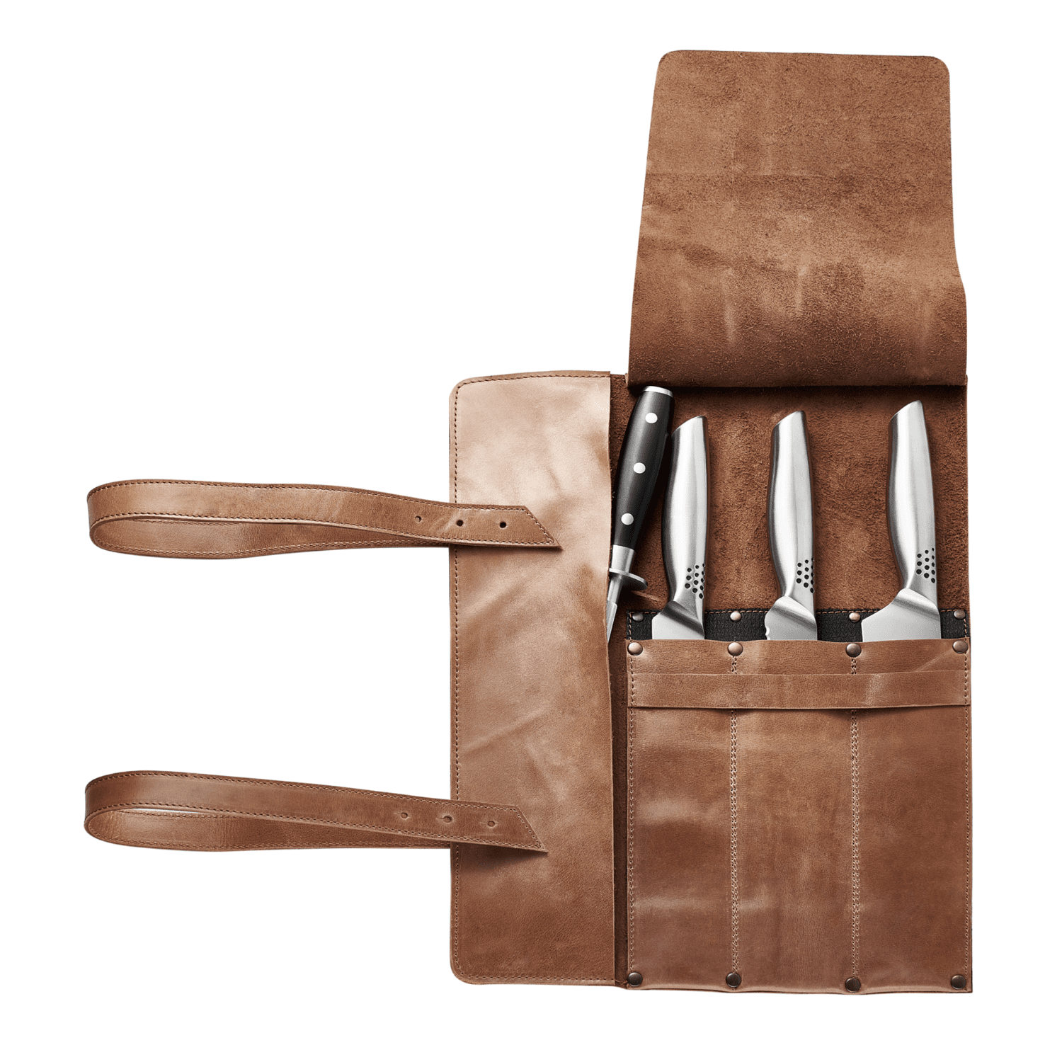 Knife bag in crazy walnut, high-quality leather
