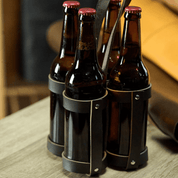 Beer carrier for 4 bottles, in brown