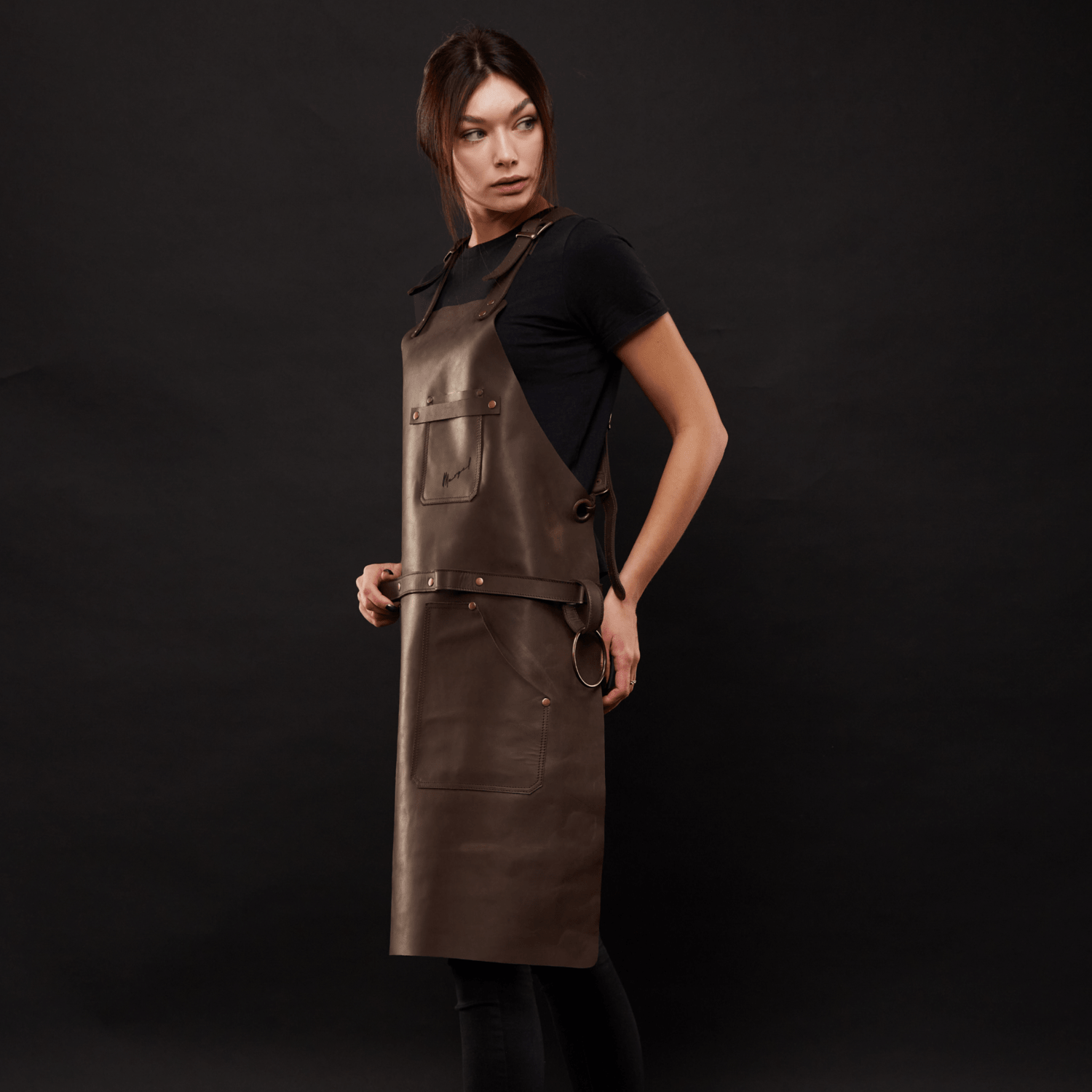 BBQ Apron No.63 in Chestnut, High Quality Leather