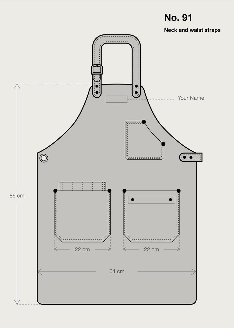 Neckband Apron No. 91 In Amber, Premium Leather