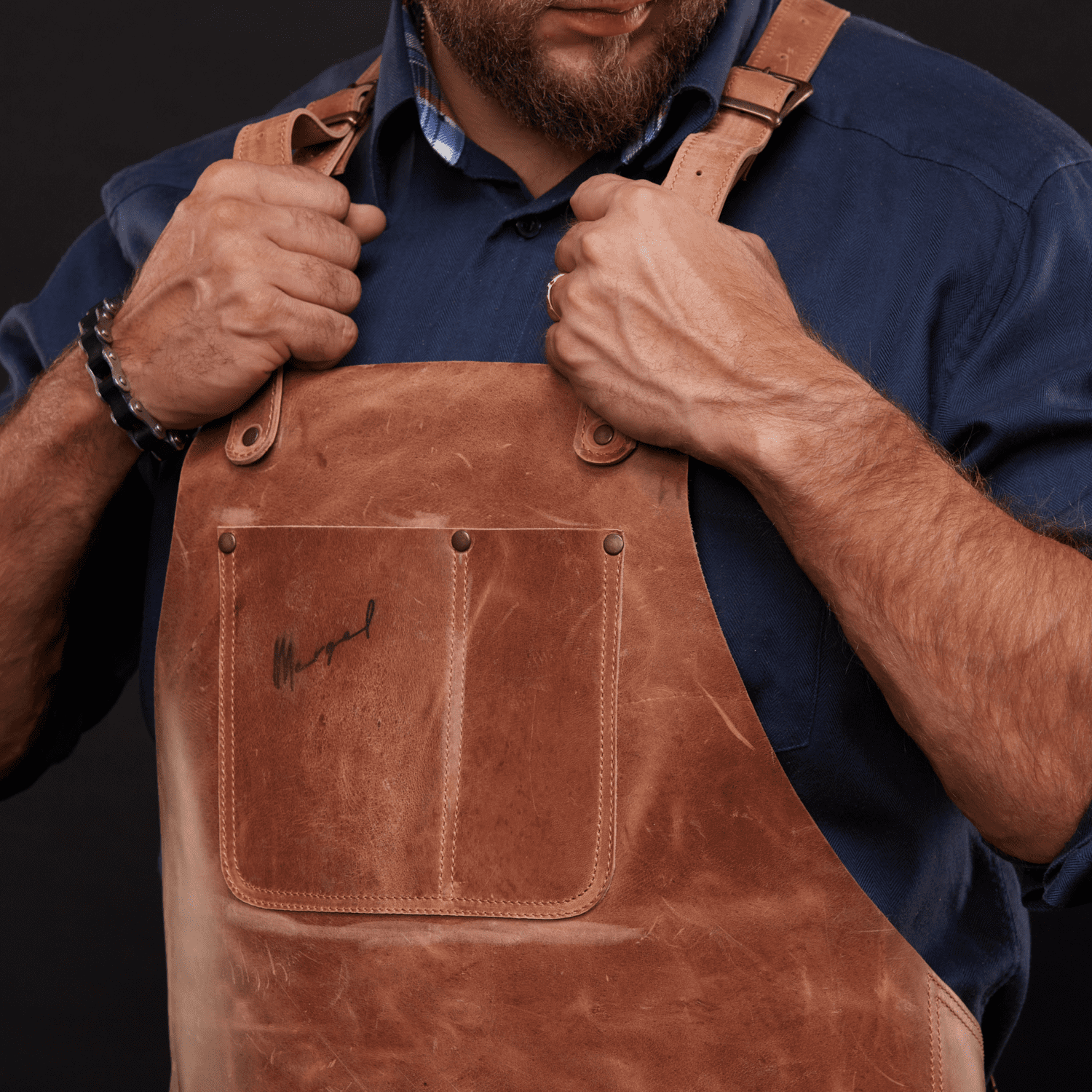 Cooking Apron No. 67 In Crazy Walnut, Quality Leather