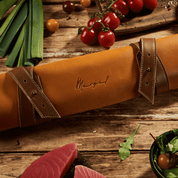 Knife bag in amber, high-quality leather