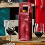 Red leather wine bag