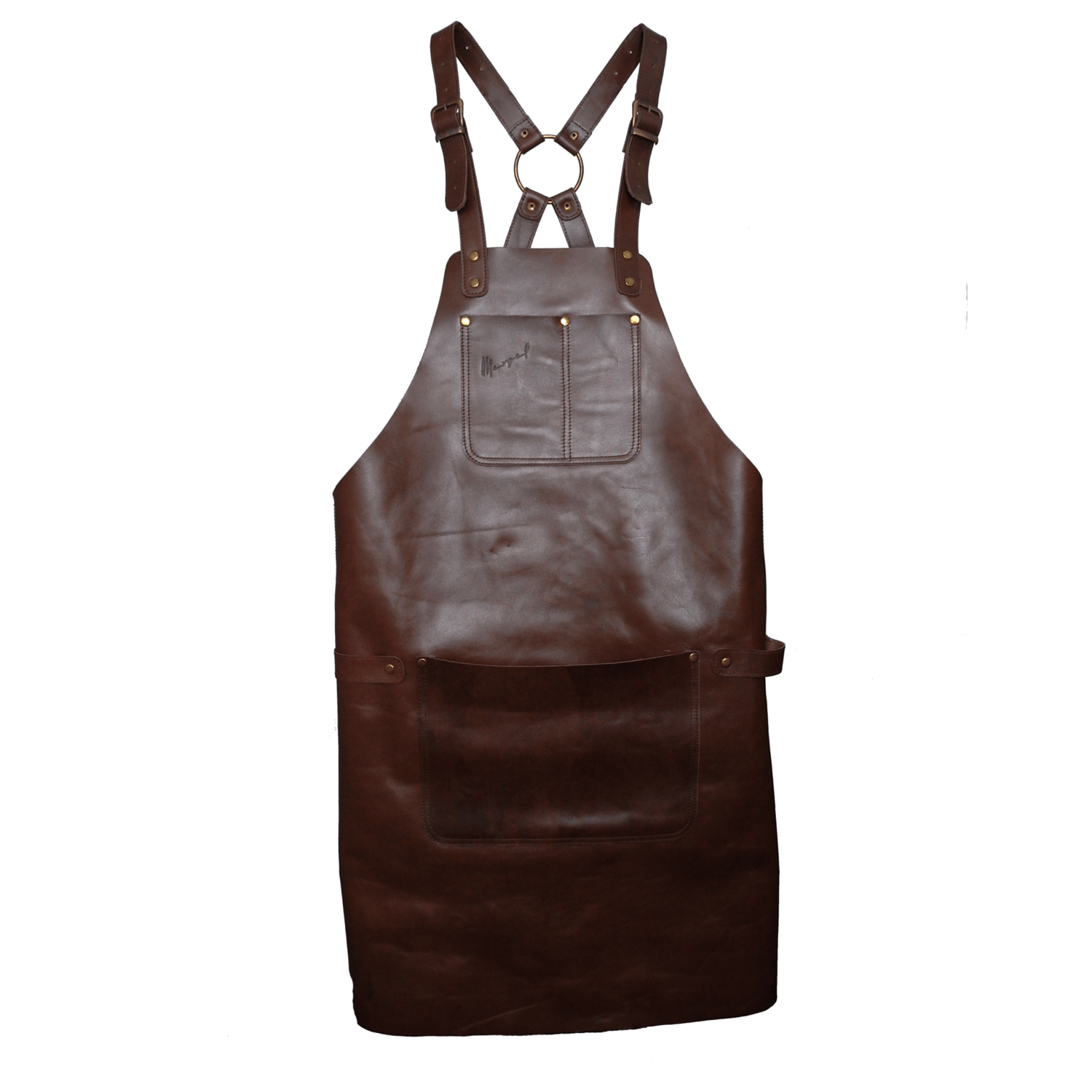 Bib apron No. 67 in Chestnut, high-quality leather