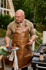 Barbecue-Schürze Nr. 63 In Caramel aus Rindleder