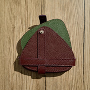 Leder-Glasuntersetzer – Olivgrün/Burgunderrot (wendbar), 6er Set