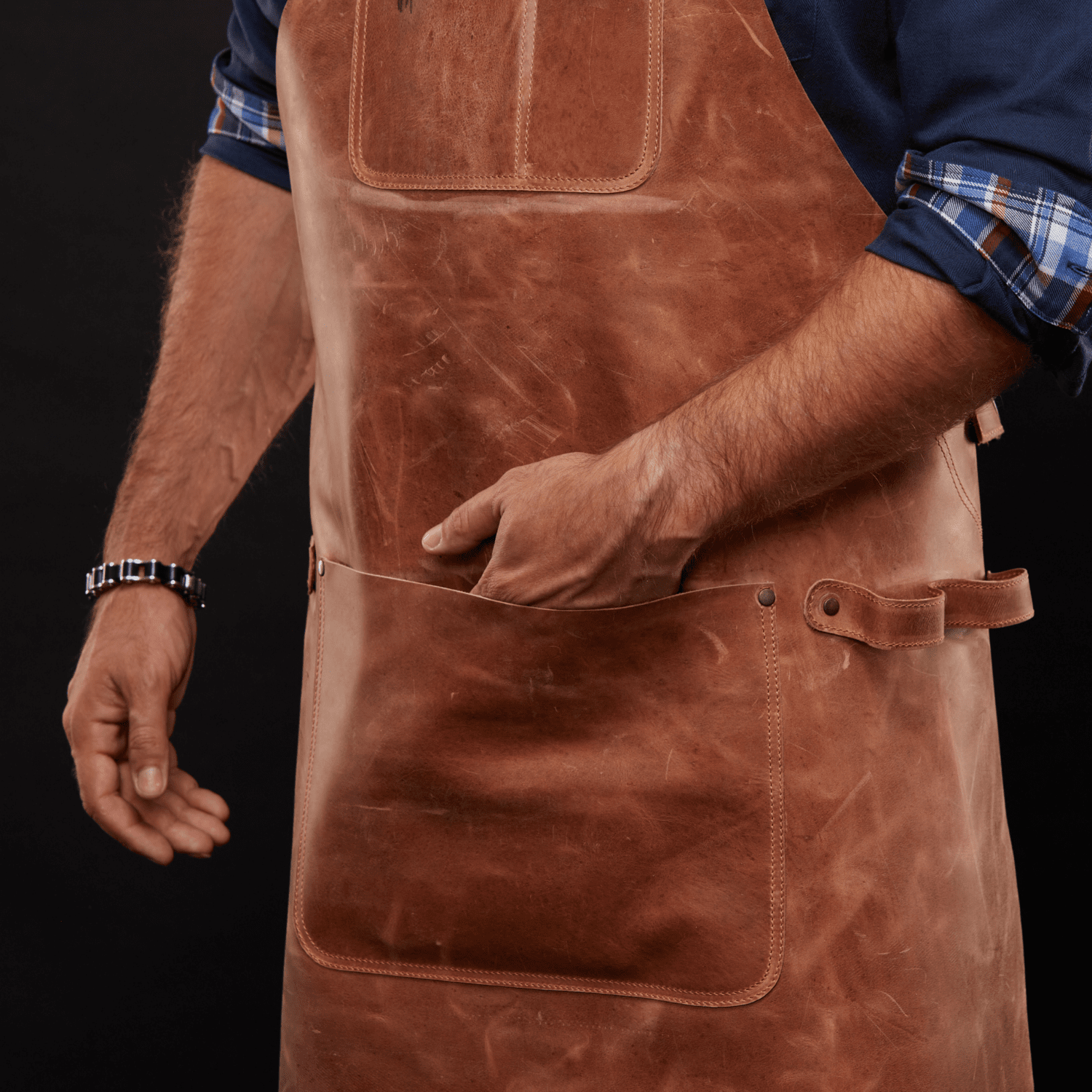 Cooking Apron No. 67 In Crazy Walnut, Quality Leather