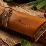 Knife bag in amber, high-quality leather