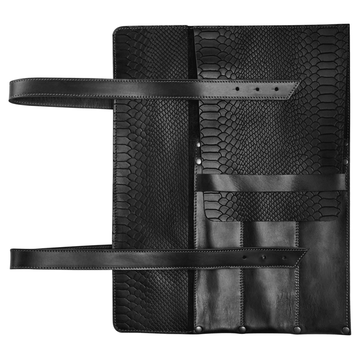 Knife bag in dark ostrich, genuine leather