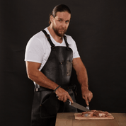 Barbecue apron No. 63 made of genuine leather in dark anaconda look