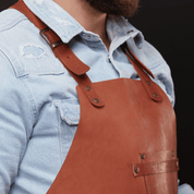 BBQ Apron No.63, Finest Leather in Mahogany