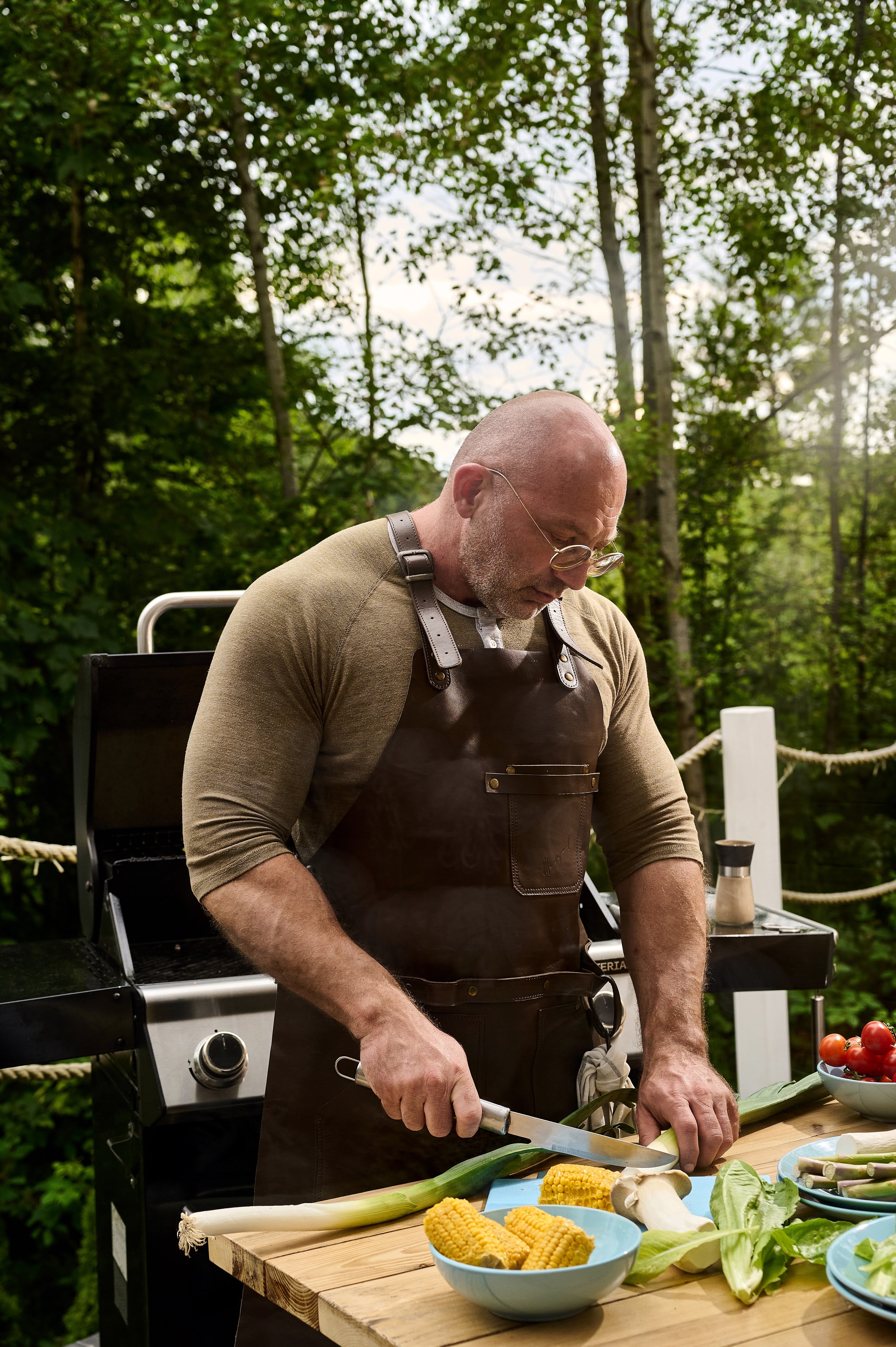 BBQ-Schürze Nr.63 in Chestnut, Hochwertiges Leder