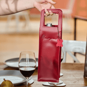 Red leather wine bag