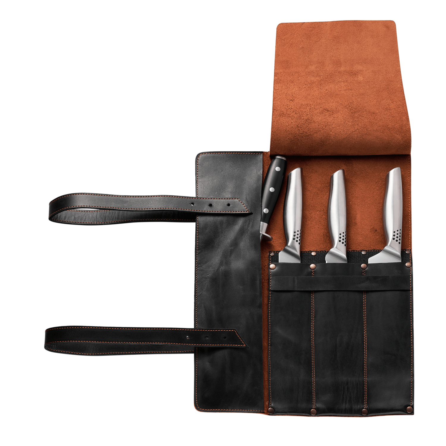 Knife bag in mahogany, high-quality leather