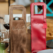 Red leather wine bag