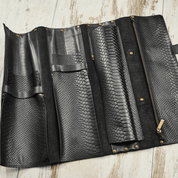 Leather knife bag in Dark Anaconda for 8 knives