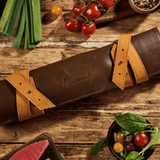 Knife bag in chestnut, high-quality leather