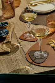 Leder-Glasuntersetzer – Schokobraun/Karamellbraun (wendbar), 6er Set