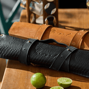 Leather knife bag in Dark Anaconda for 8 knives