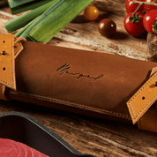 Knife bag in caramel, high-quality leather