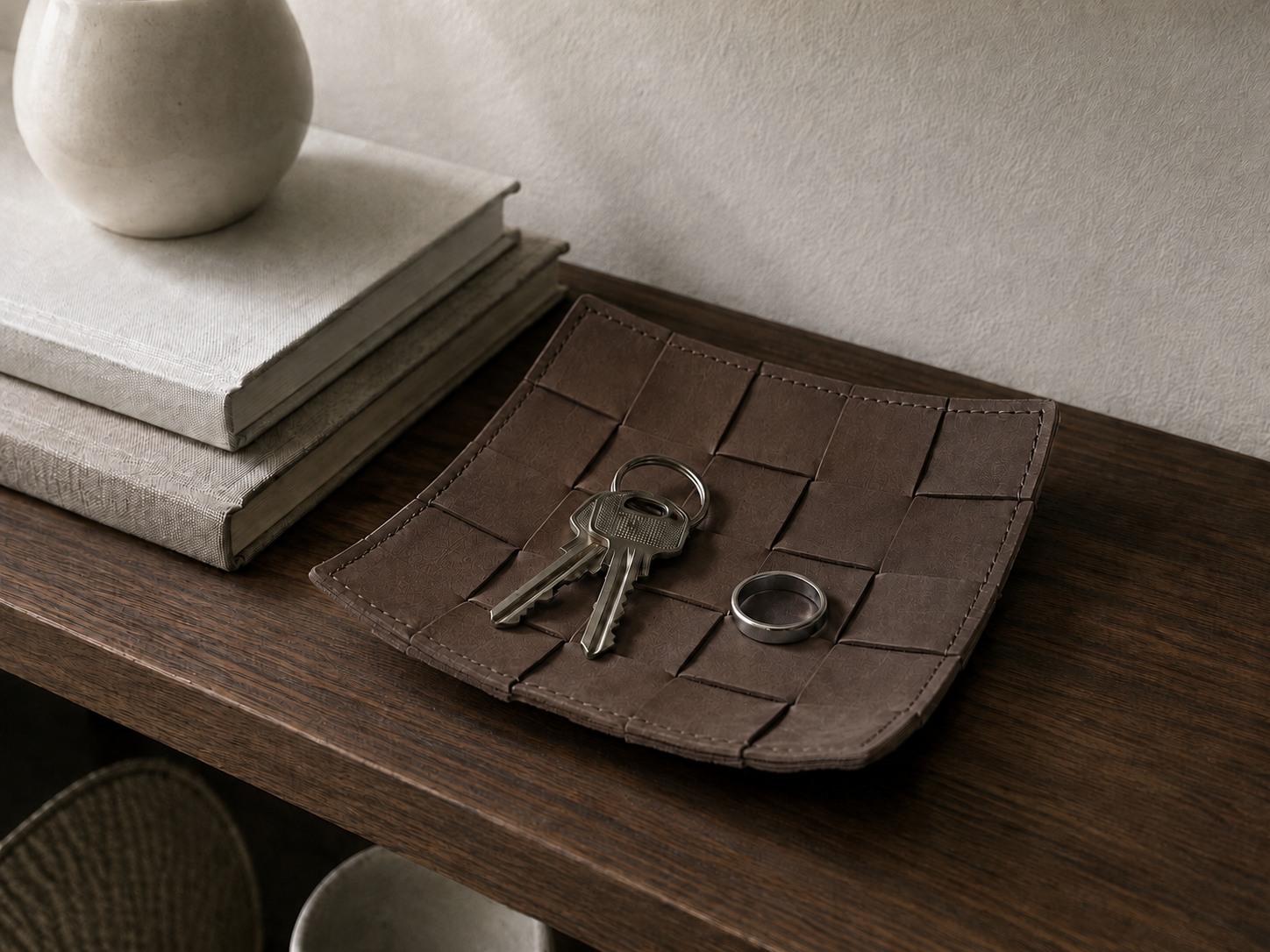 COVE Tray aus Leder – Classic Brown, Klein