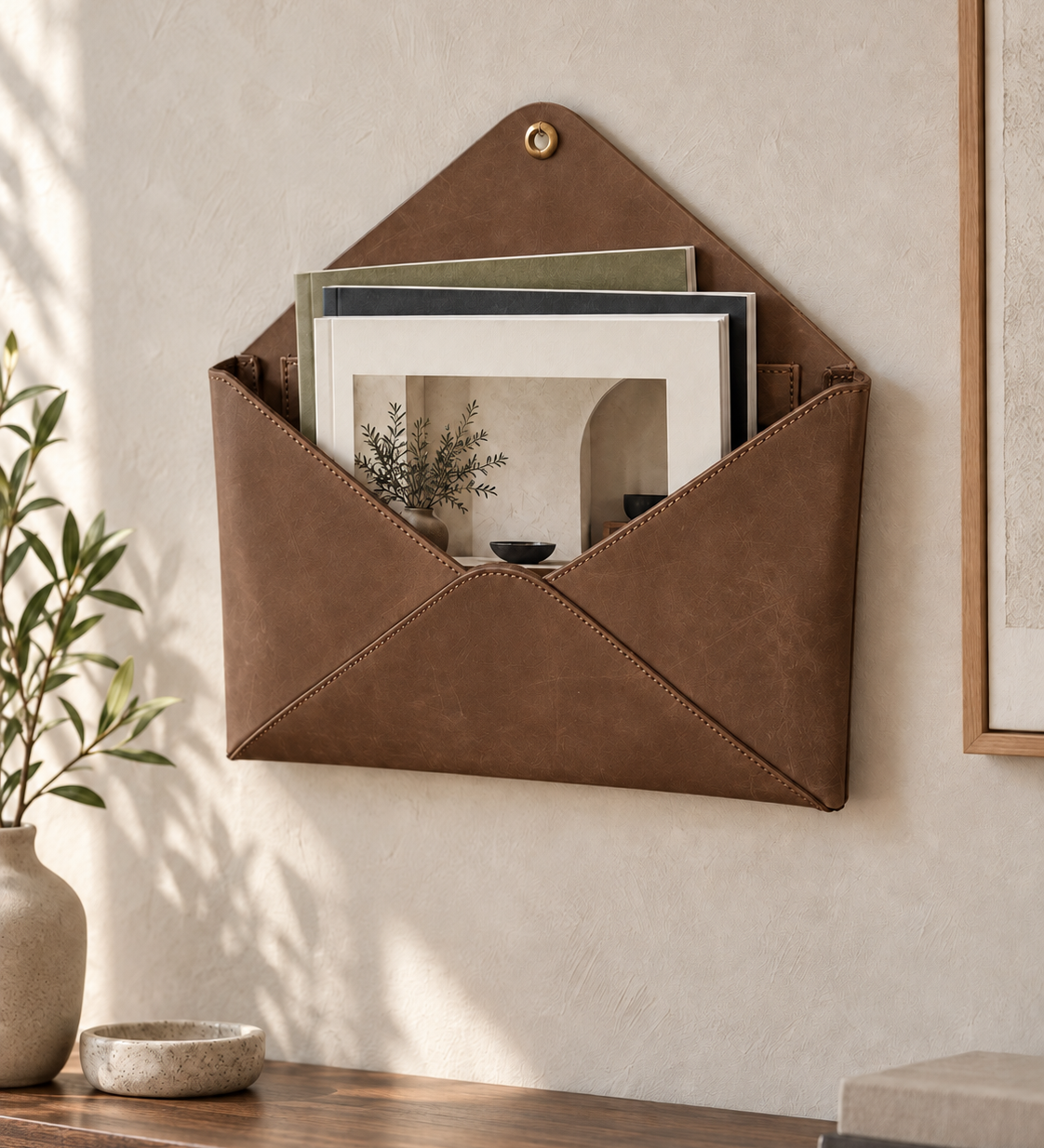 SAIL Wall Pocket aus Leder – Classic Brown