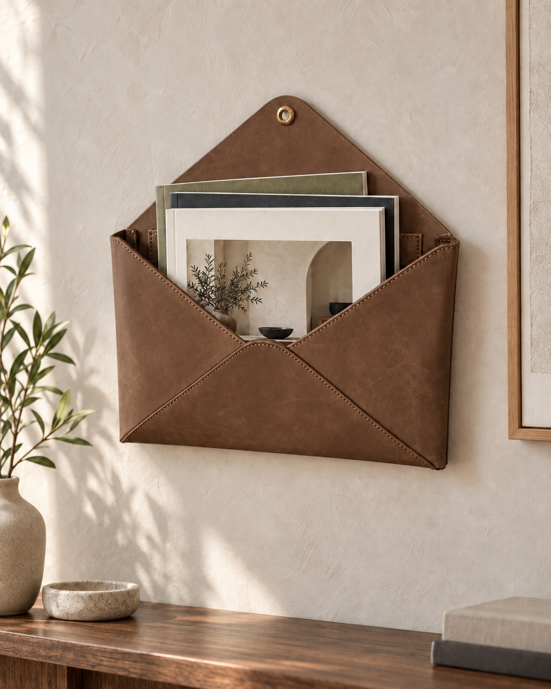 SAIL Wall Pocket aus Leder – Classic Brown