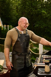 Grillschürze Nr. 63 in Dark Anaconda - hochwertiges Leder