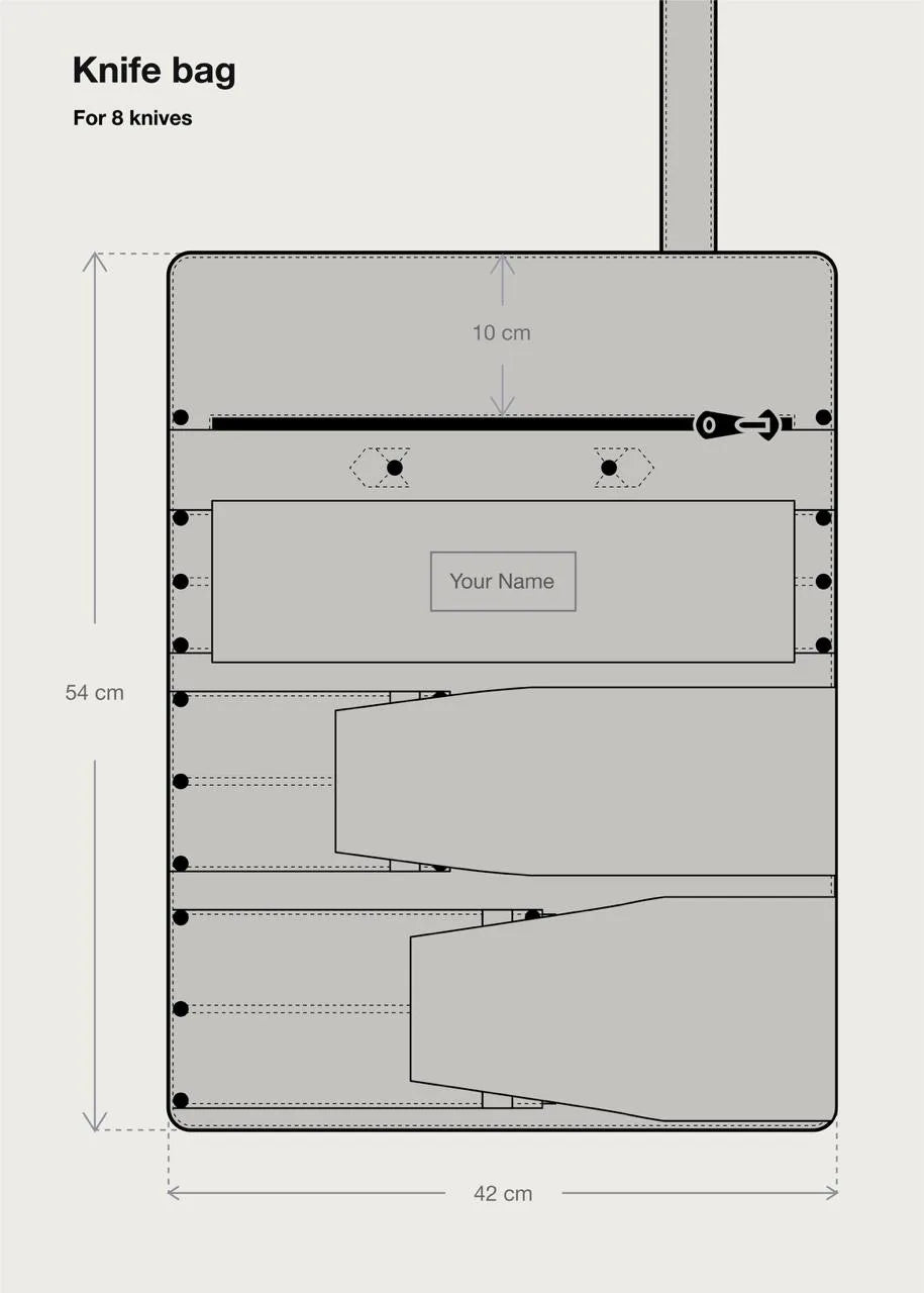 Messerrolle in Dark Anaconda für 8 Messer - hochwertiges Leder