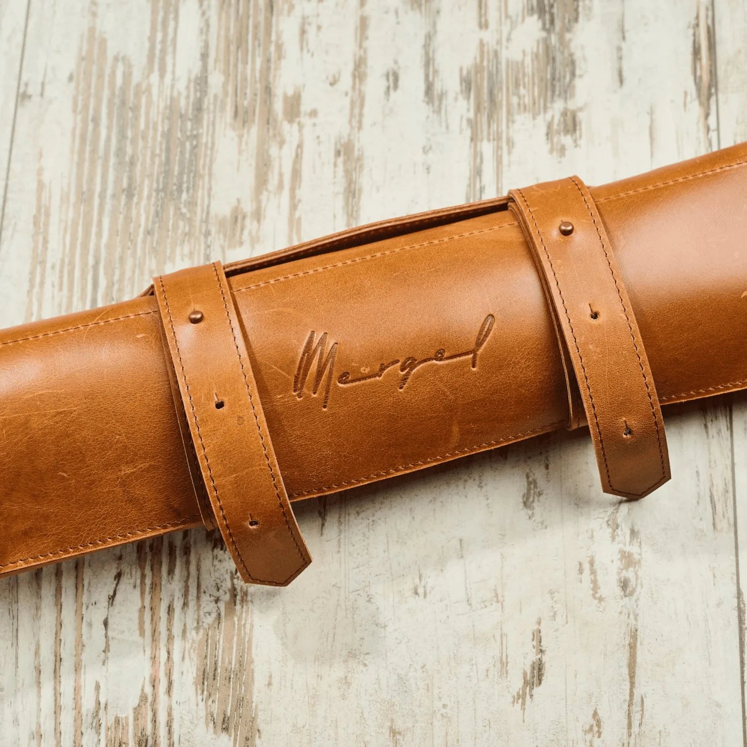 Leather knife bag in Crazy Walnut for 8 knives