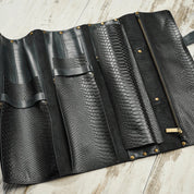 Messerrolle in Dark Anaconda für 8 Messer - hochwertiges Leder