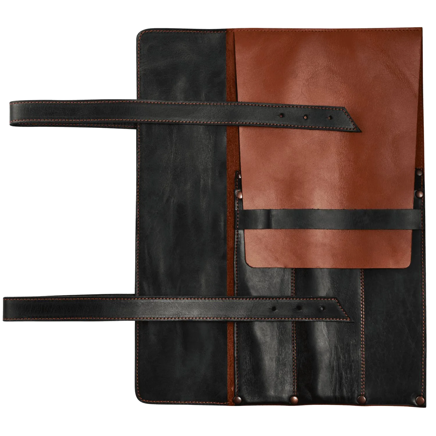 Knife bag in mahogany, high-quality leather
