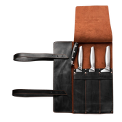Knife bag in mahogany, high-quality leather
