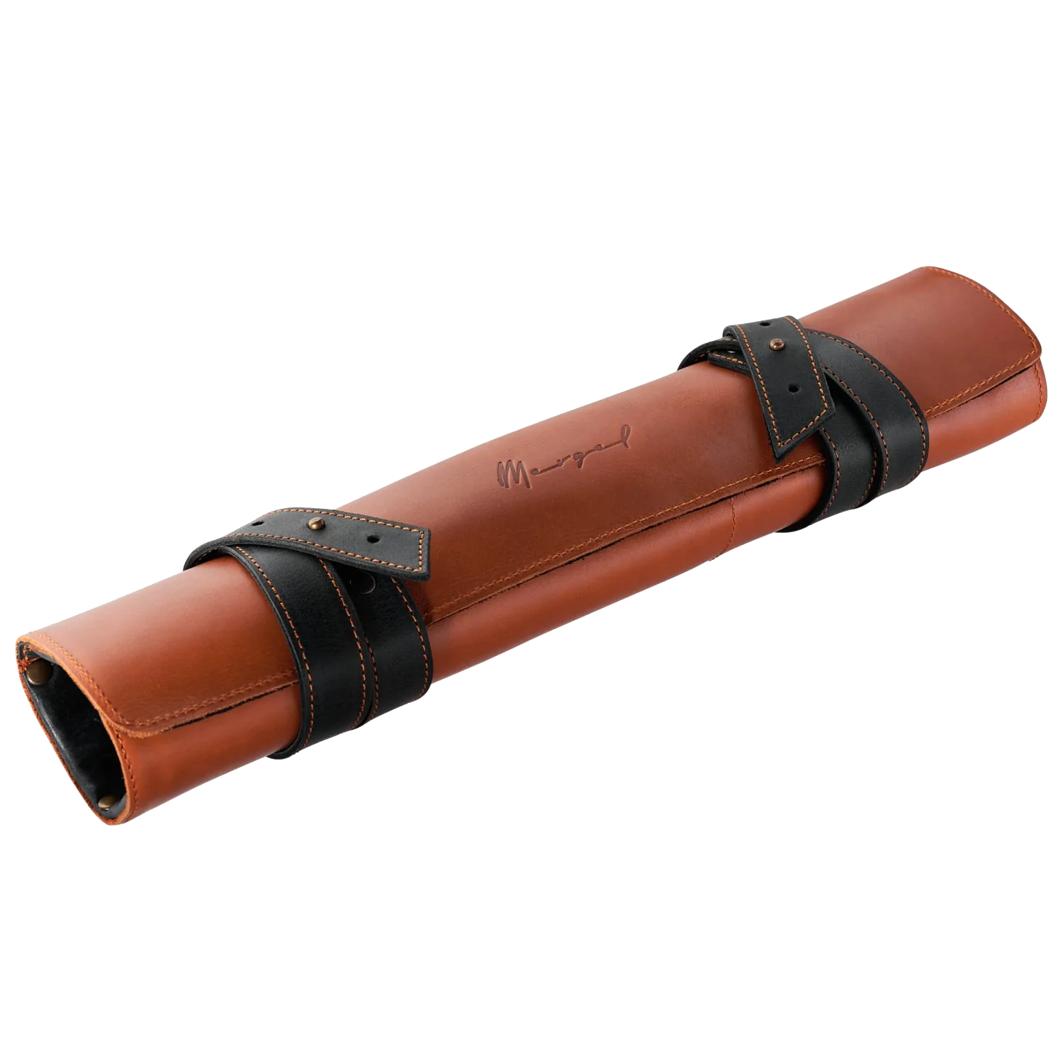 Knife bag in mahogany, high-quality leather