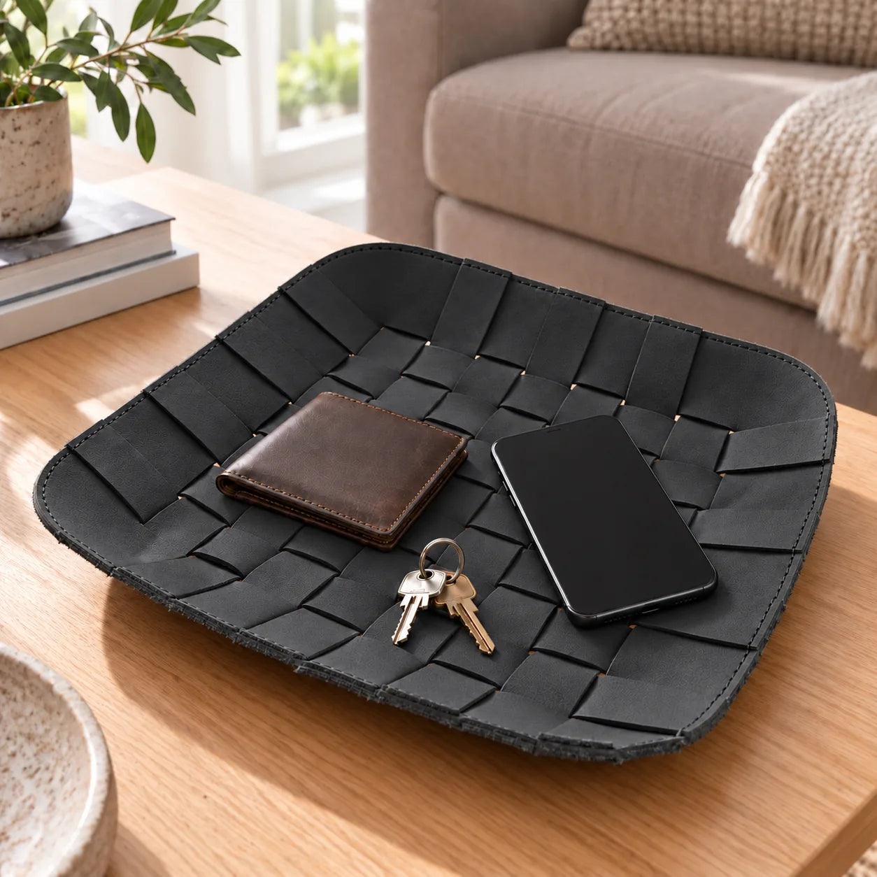 REEF Tray aus Leder – Schwarz