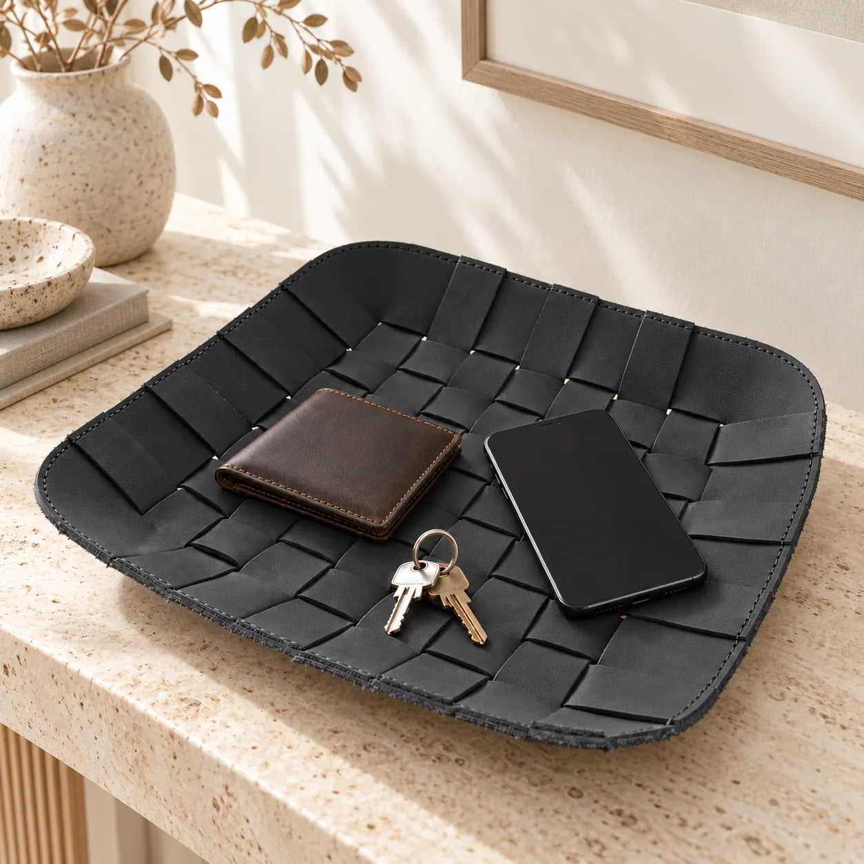 REEF Tray aus Leder – Schwarz, Detail