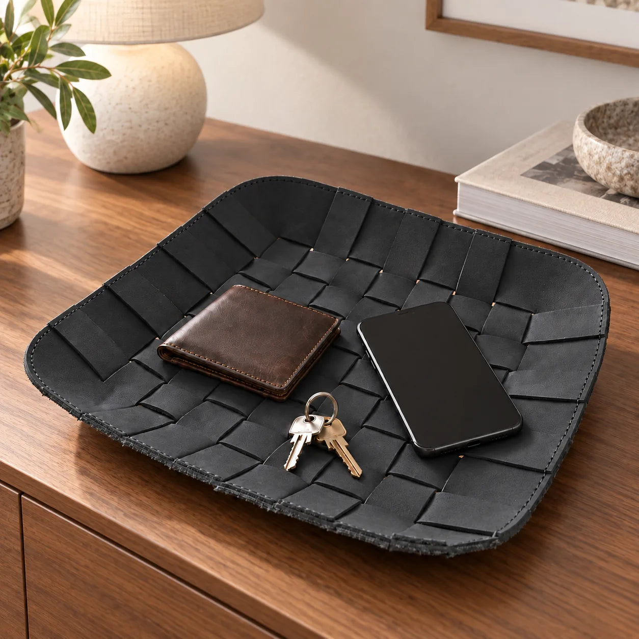 REEF Tray aus Leder – Schwarz im Interieur