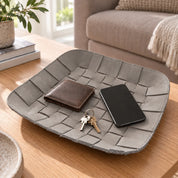 REEF Tray aus Leder – Stone Grey