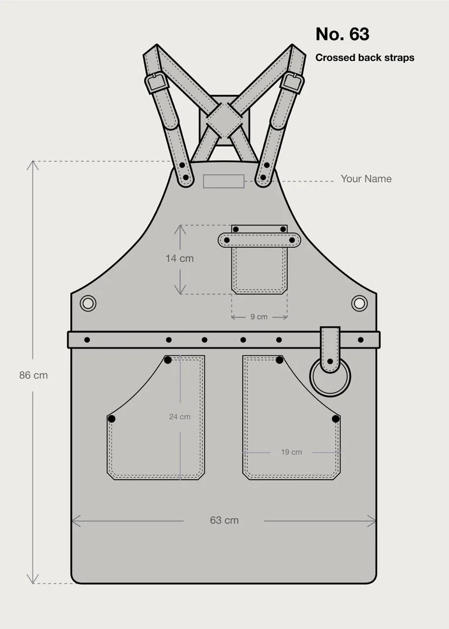 Grillschürze Nr.63 in Dark Ostrich - hochwertiges Leder
