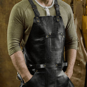 Grillschürze Nr.63 in Dark Ostrich - hochwertiges Leder