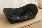 WAVE Tray aus Leder – Schwarz