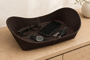 WAVE Tray aus Leder – Dunkle Schokolade, Detail