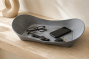 WAVE Tray aus Leder – Grau