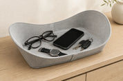 WAVE Tray aus Leder – Grau, Detail