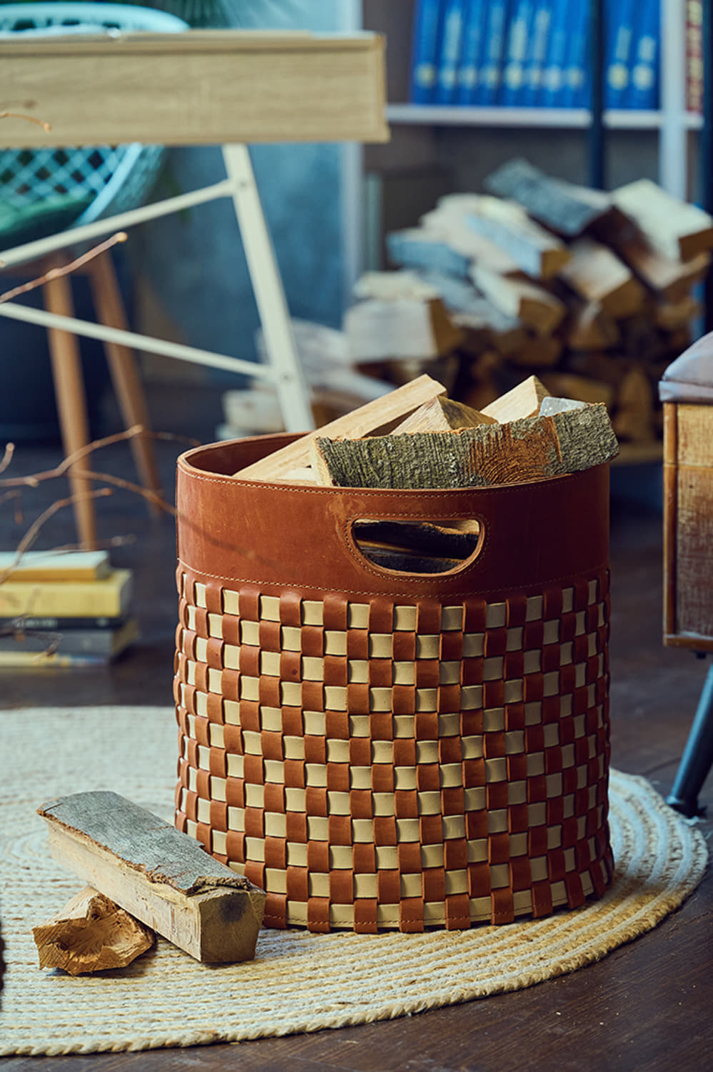 Fireplace Wood Basket Foldable Felt Basket (53x30x39) Felt Bag For