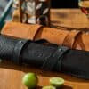 Leder-Messerrolle in Dark Anaconda für 8 Messer